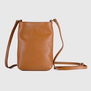 Quince Italian Pebbled Leather Phone Crossbody, Cognac Brown CONCERT PURSE!